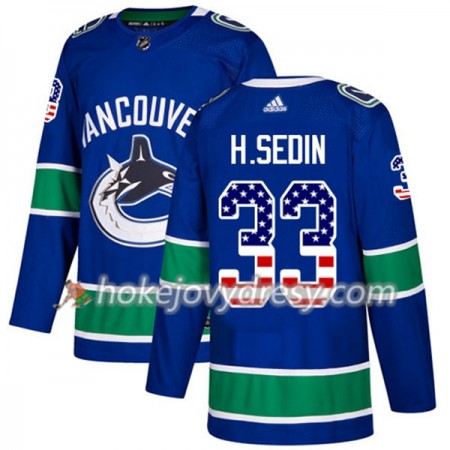 Pánské Hokejový Dres Vancouver Canucks Henrik Sedin 33 2017-2018 USA Flag Fashion Modrá Adidas Authentic
